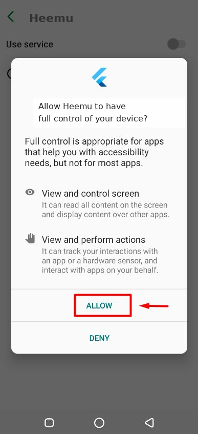 Android permission dialog with ALLOW button highlighted