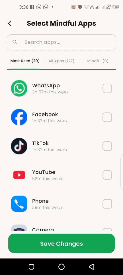 Selecting mindful apps in Heemu